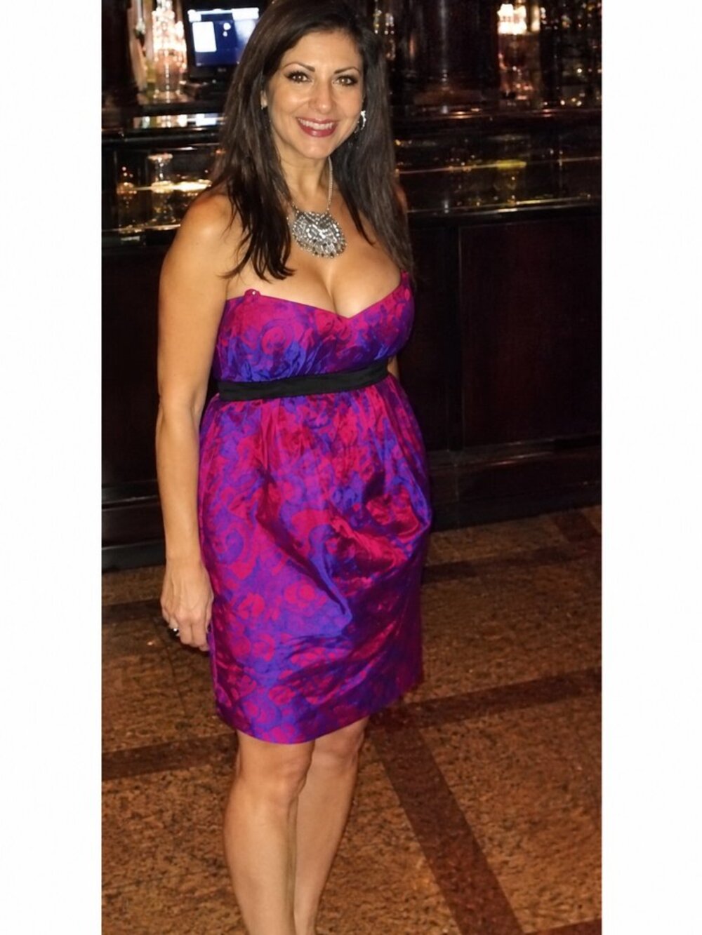 BCBGMAXAZRIA Red Blue Floral Cocktail Dress Black Sash Size 6